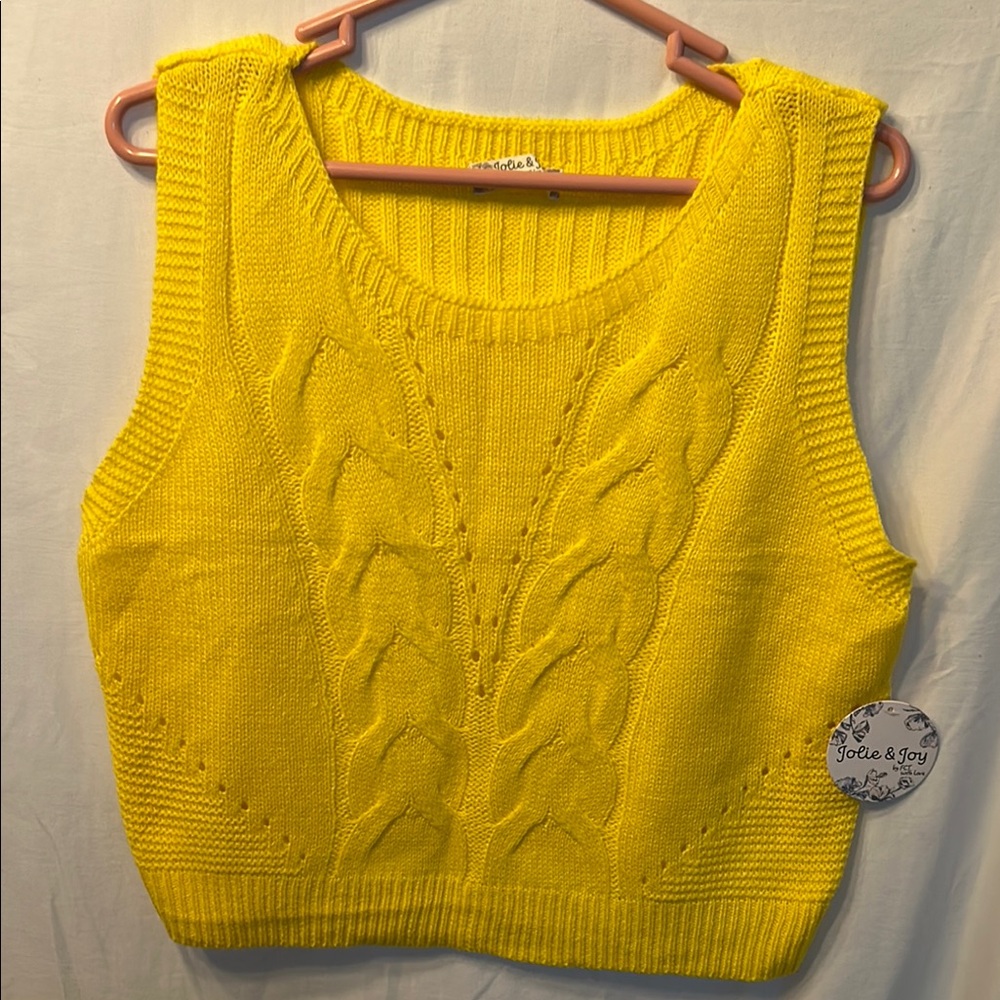 Jolie and Joy Yellow Cable Knit Tank Top Size 2X